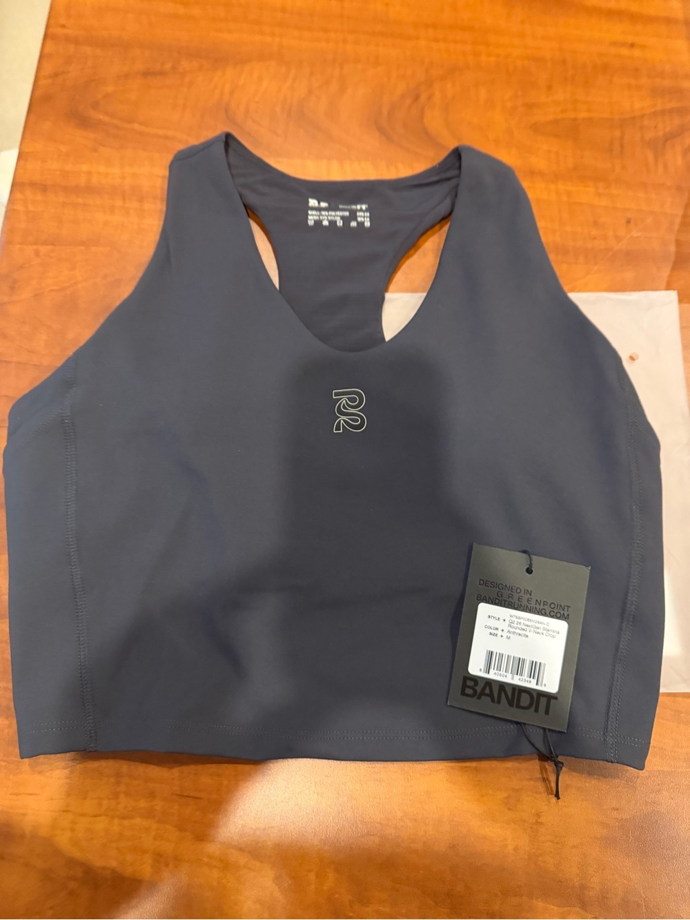 Bandit Racerback Crop Top - Charcoal